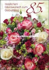 Klappkarte 85. Geburtstag, Rosenstrau